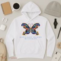 Mackinac Island Michigan Souvenir Butterfly Graphic Hoodie thumb 3