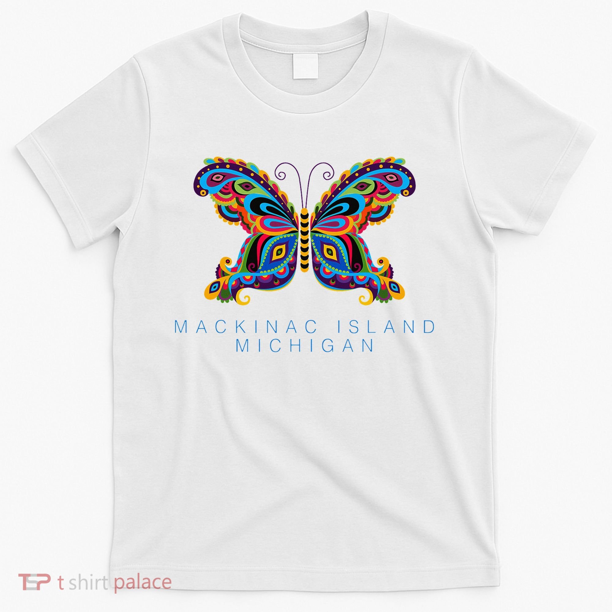 Mackinac Island Michigan Souvenir Butterfly Graphic T-Shirt