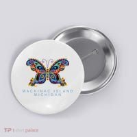 Mackinac Island Michigan Souvenir Butterfly Graphic Button thumb 0