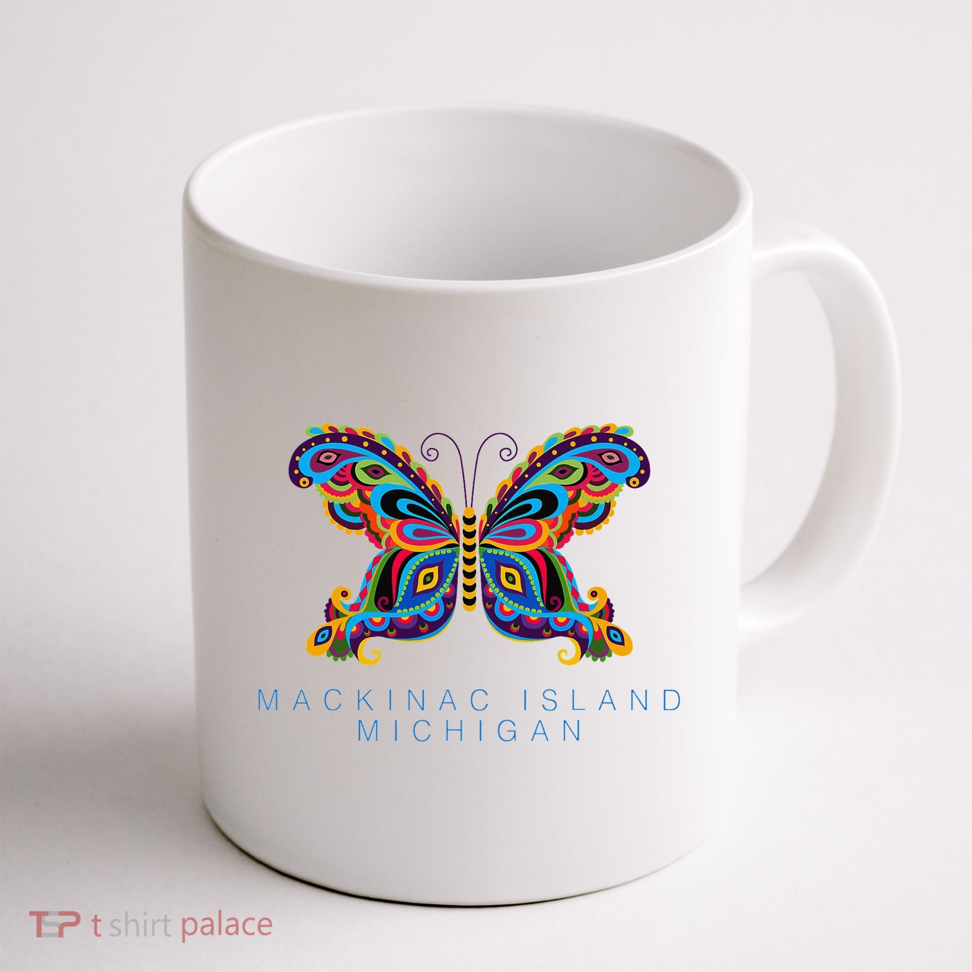 Mackinac Island Michigan Souvenir Butterfly Graphic Coffee Mug