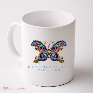 Mackinac Island Michigan Souvenir Butterfly Graphic Coffee Mug