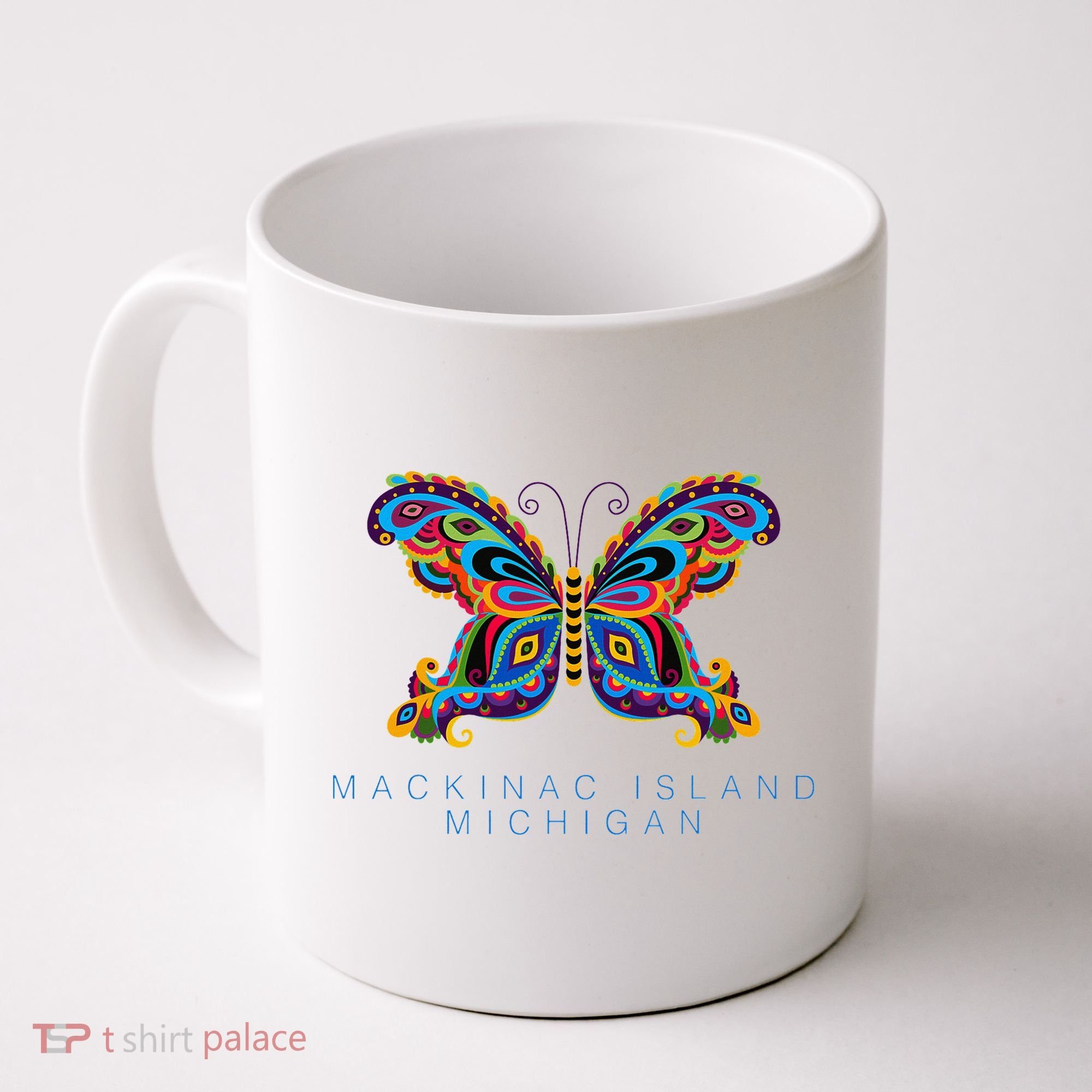 Mackinac Island Michigan Souvenir Butterfly Graphic Coffee Mug