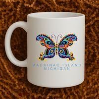 Mackinac Island Michigan Souvenir Butterfly Graphic Coffee Mug thumb 2