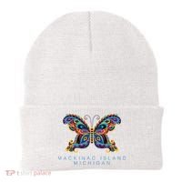 Mackinac Island Michigan Souvenir Butterfly Graphic Beanie thumb 0