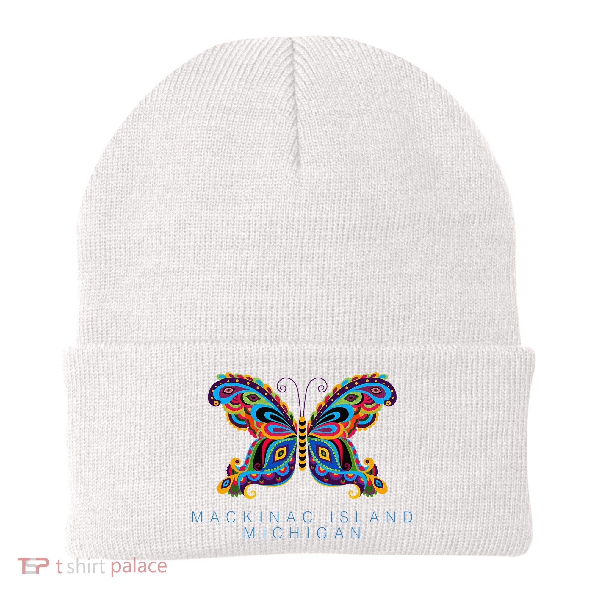 Mackinac Island Michigan Souvenir Butterfly Graphic Beanie