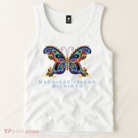 Mackinac Island Michigan Souvenir Butterfly Graphic Tank Top thumb 2