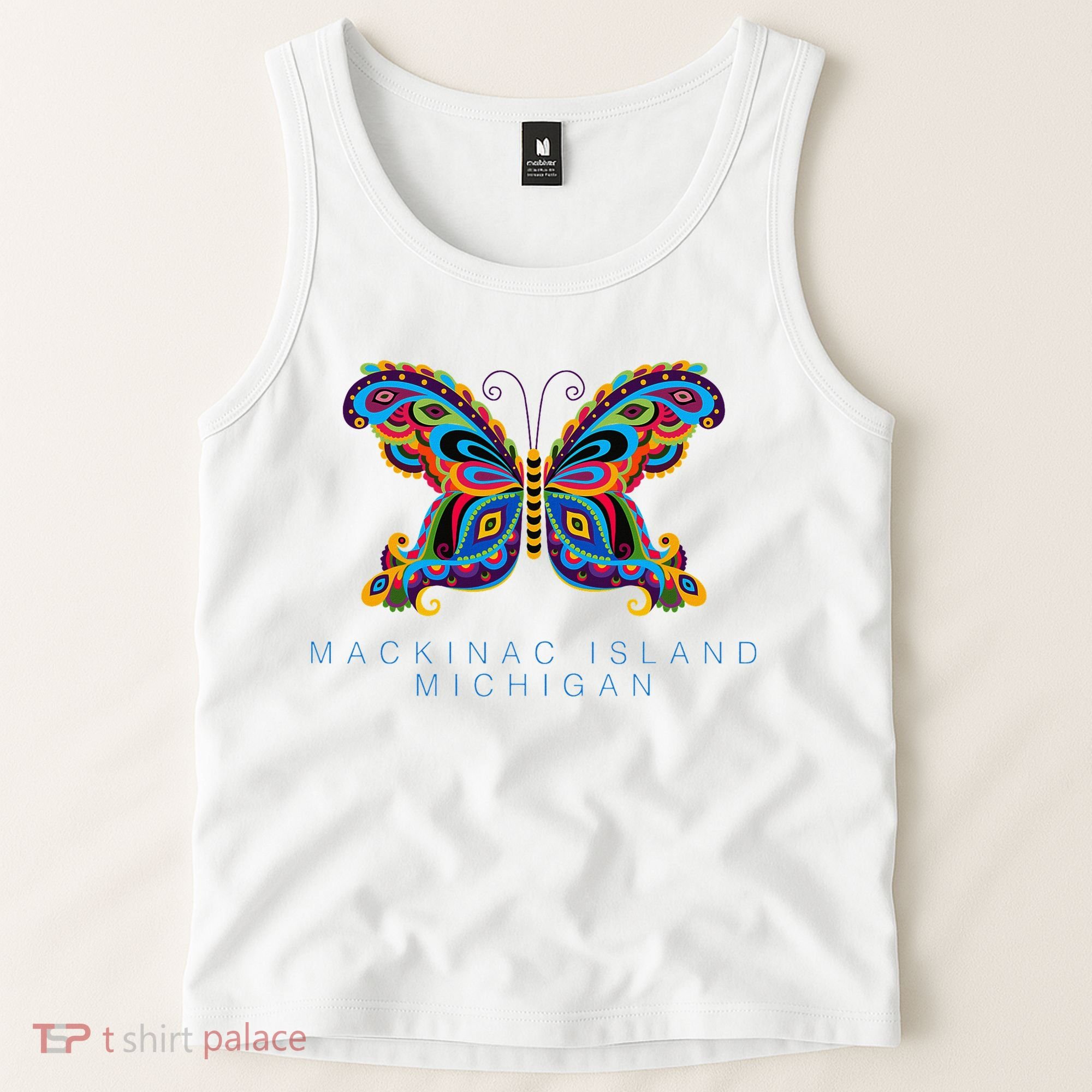 Mackinac Island Michigan Souvenir Butterfly Graphic Tank Top