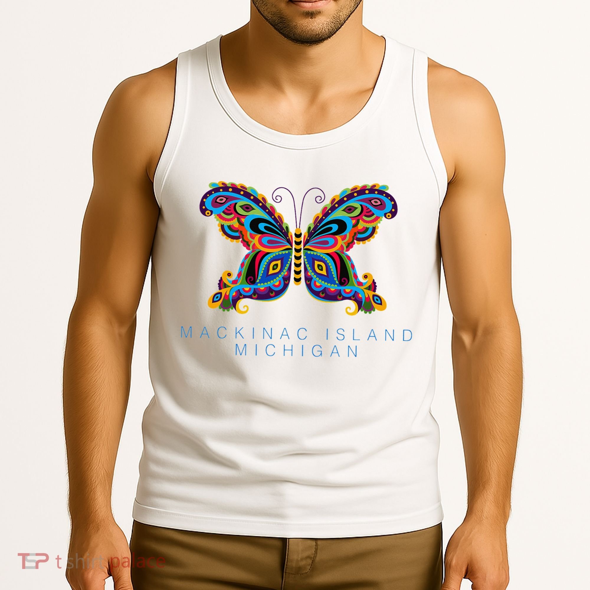 Mackinac Island Michigan Souvenir Butterfly Graphic Tank Top