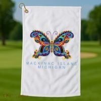 Mackinac Island Michigan Souvenir Butterfly Graphic Golf Towel thumb 1