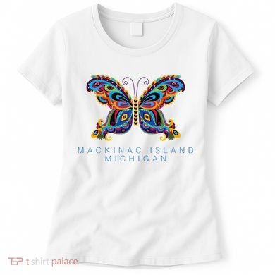 Mackinac Island Michigan Souvenir Butterfly Graphic Women's T-Shirt