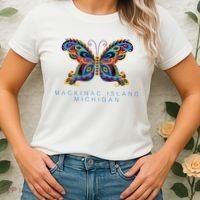 Mackinac Island Michigan Souvenir Butterfly Graphic Women's T-Shirt thumb 2