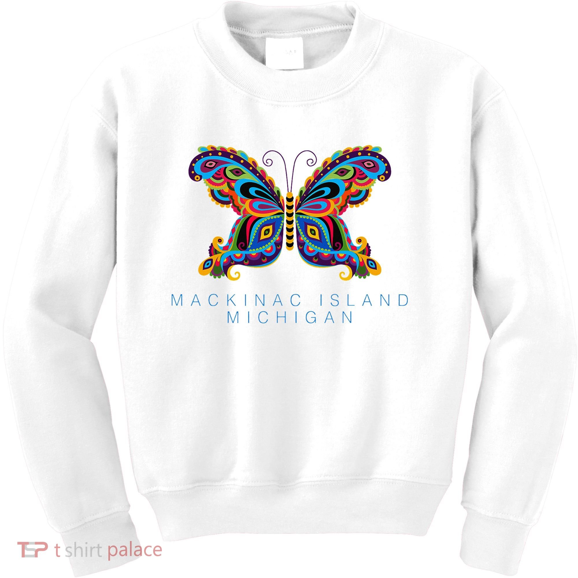Mackinac Island Michigan Souvenir Butterfly Graphic Kids Sweatshirt