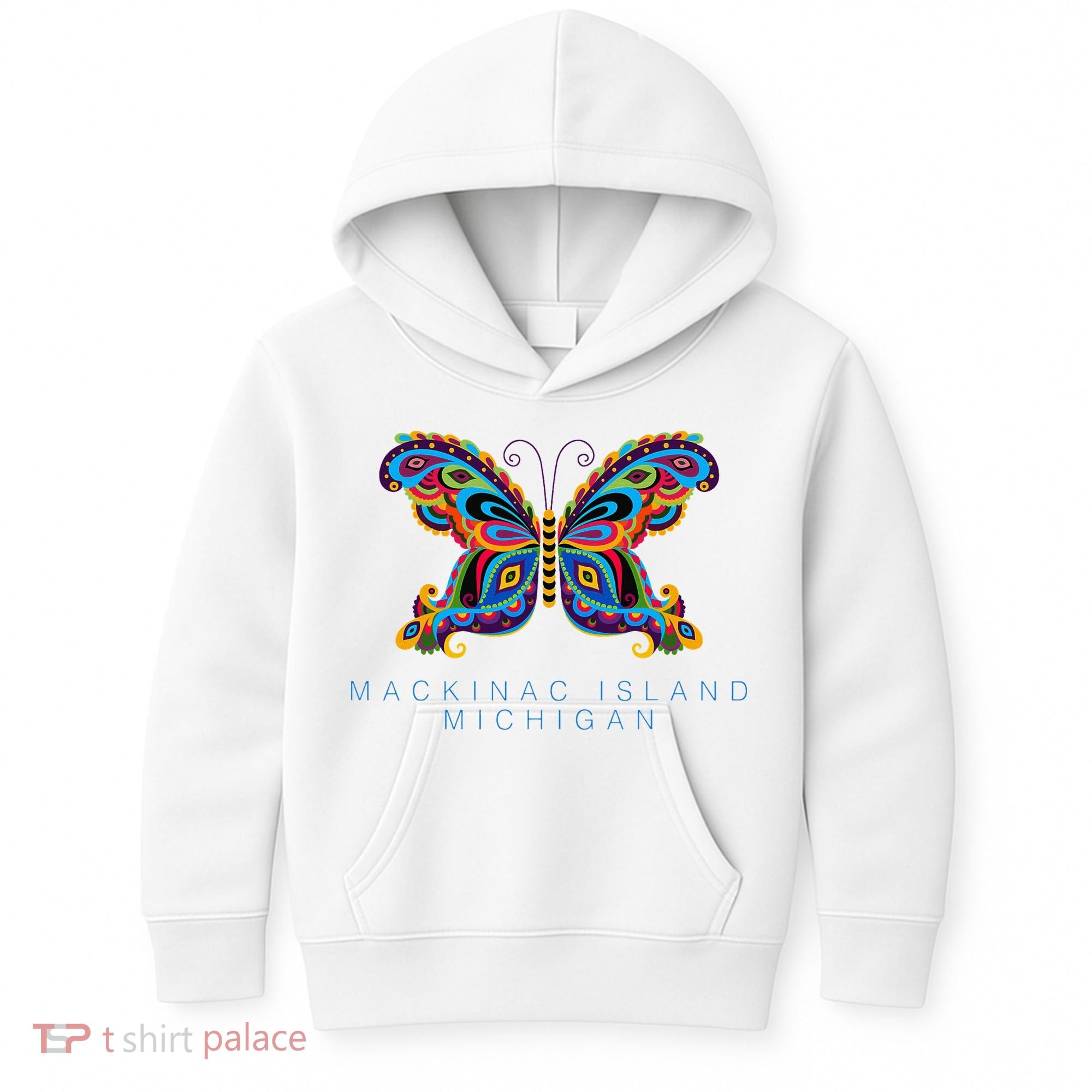 Mackinac Island Michigan Souvenir Butterfly Graphic Kids Hoodie