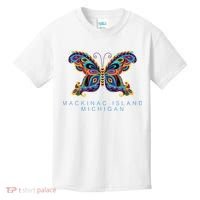 Mackinac Island Michigan Souvenir Butterfly Graphic Kids T-Shirt thumb 0