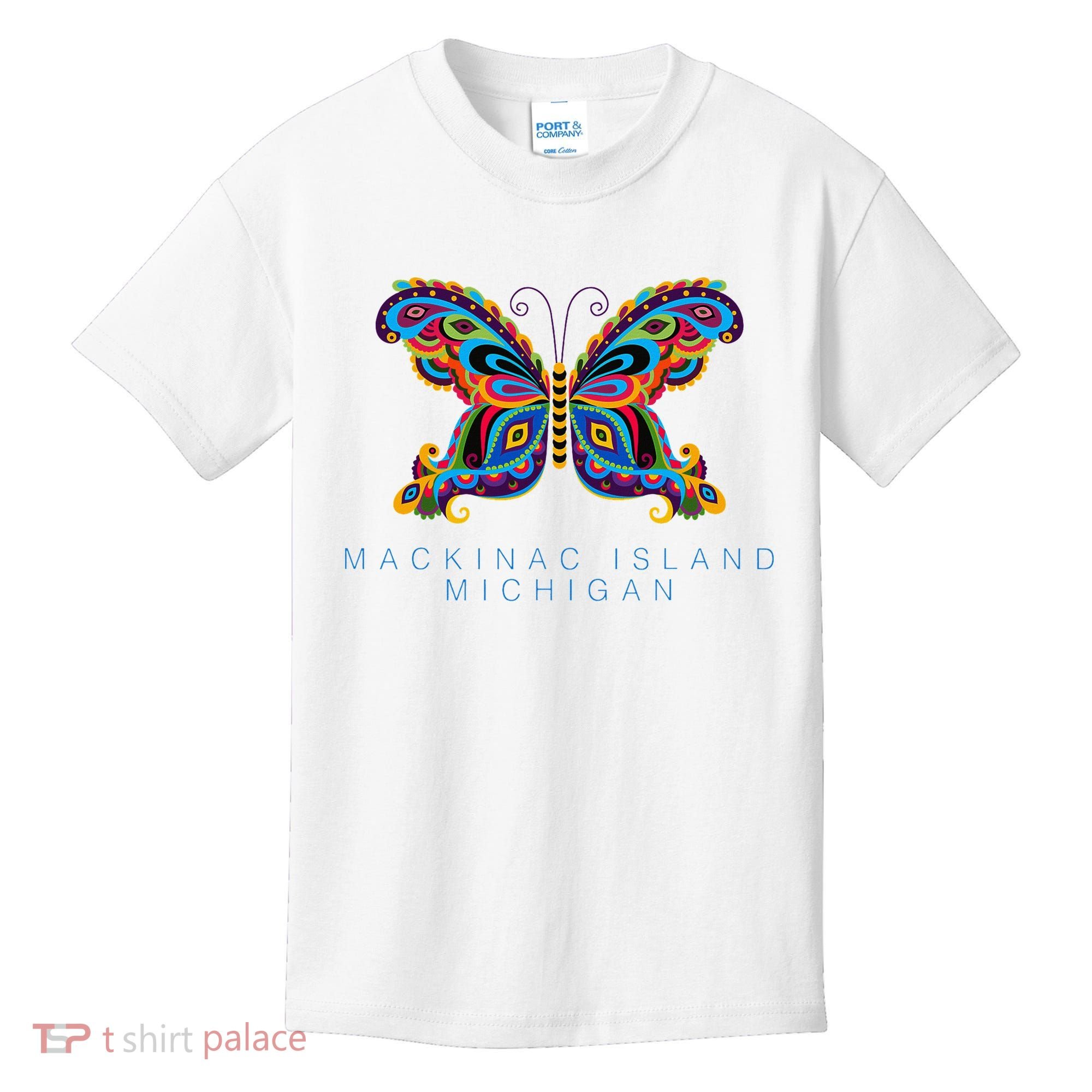 Mackinac Island Michigan Souvenir Butterfly Graphic Kids T-Shirt