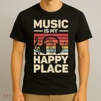 Music Is My Happy Place Musician Outfit EDM Music Lovers DJ T-Shirt thumb 3
