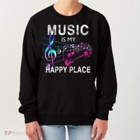 Music Is My Happy Place Inspiring Music Novelty Gift Women's Sweatshirt thumb 0
