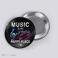 Music Is My Happy Place Inspiring Music Novelty Gift Button thumb 0