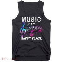 Music Is My Happy Place Inspiring Music Novelty Gift Tank Top thumb 0