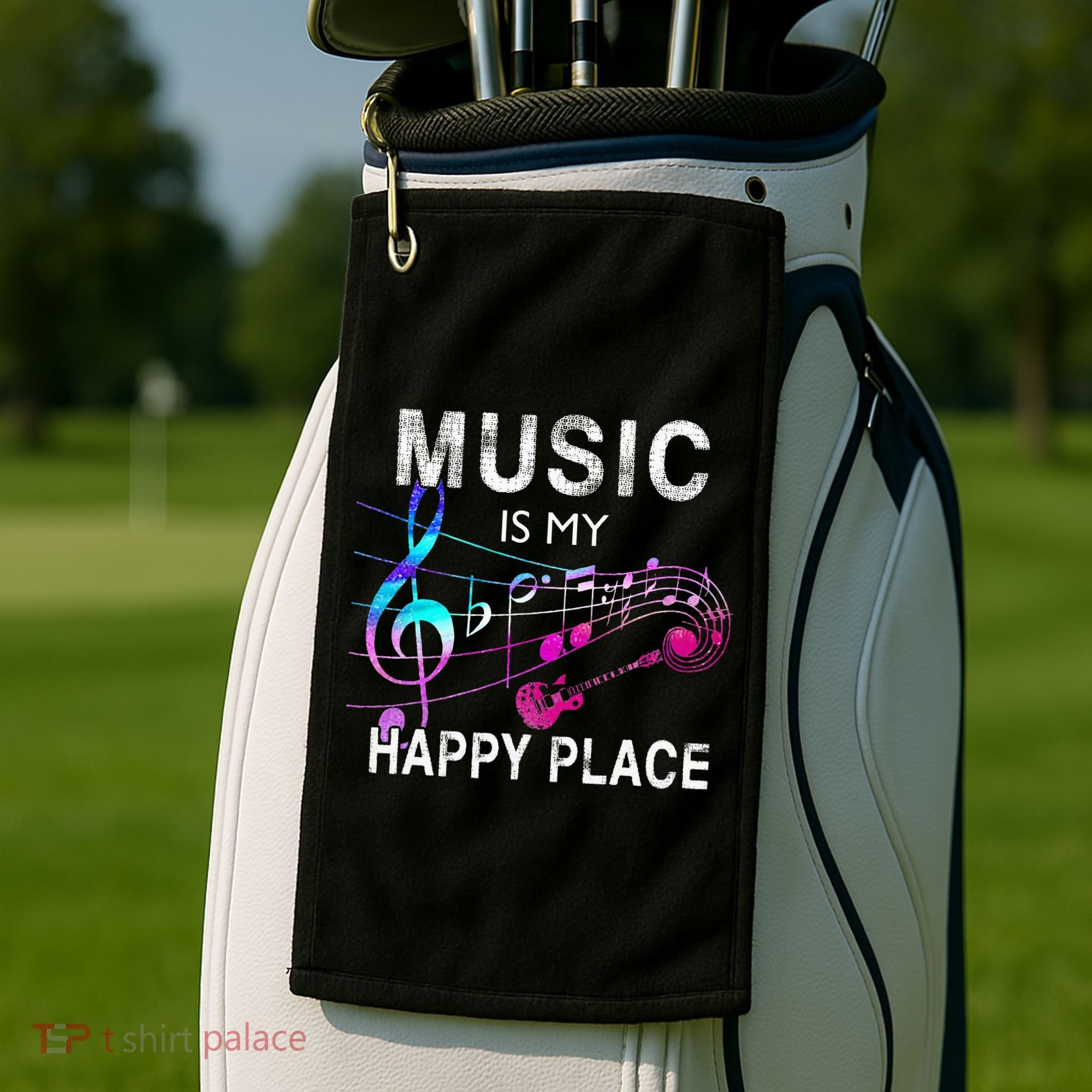 Music Is My Happy Place Inspiring Music Novelty Gift Golf Towel