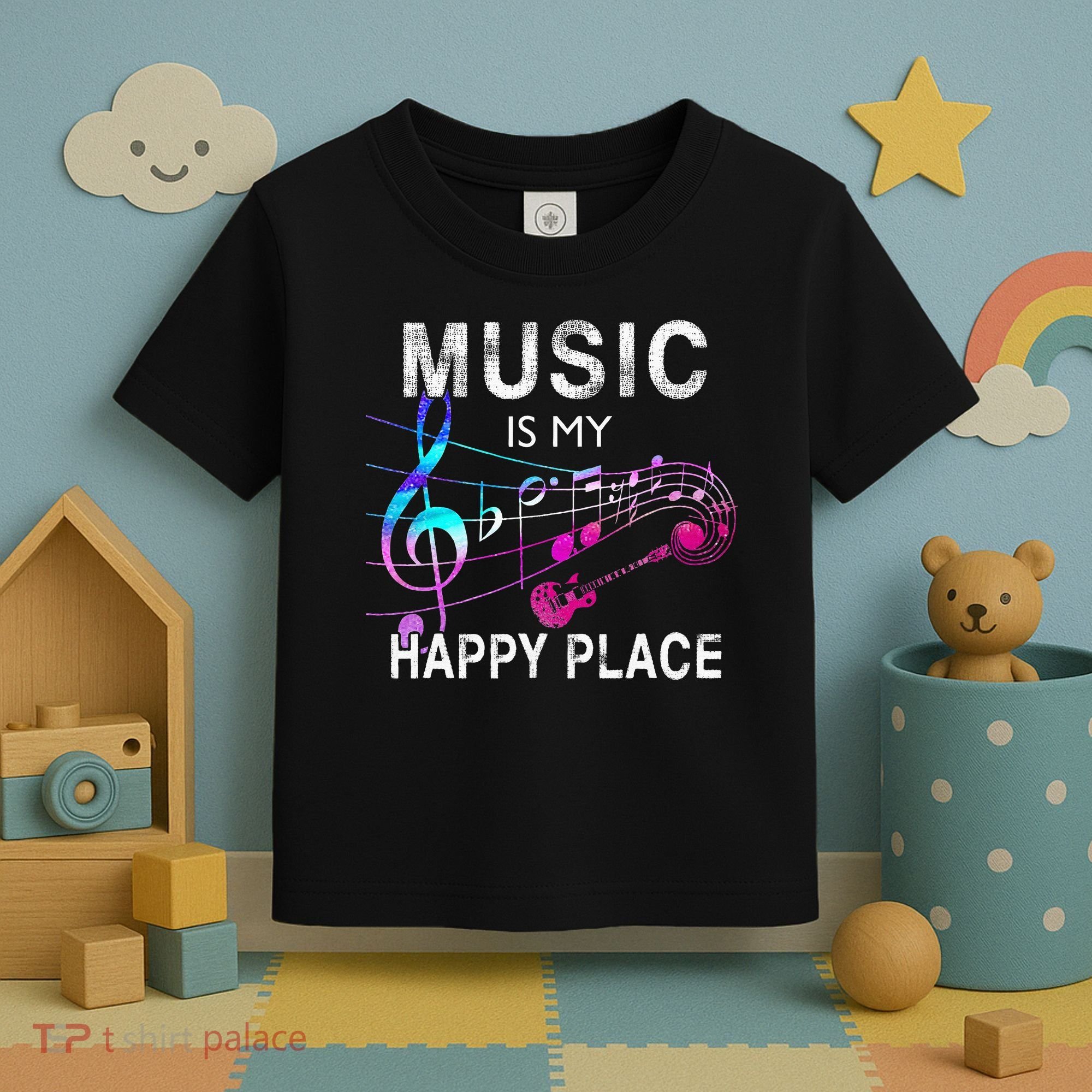 Music Is My Happy Place Inspiring Music Novelty Gift Toddler T-Shirt