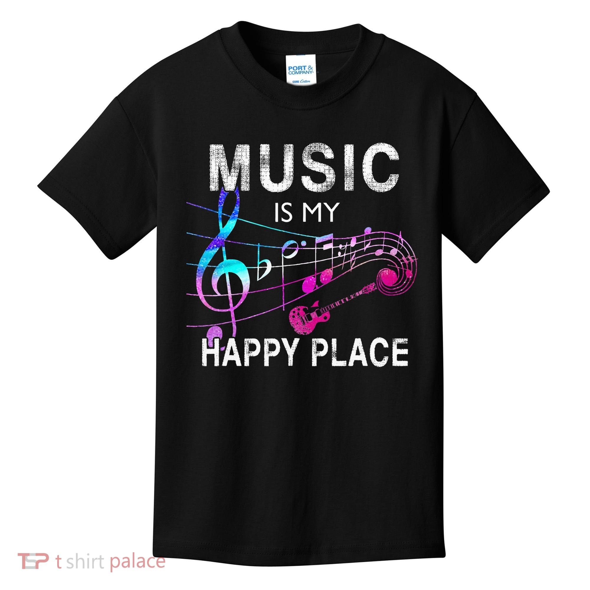 Music Is My Happy Place Inspiring Music Novelty Gift Kids T-Shirt