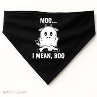 Moo I Mean Boo Funny Ghost Cow Print Halloween Gift USA-Made Doggie Bandana thumb 0