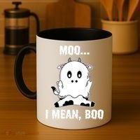 Moo I Mean Boo Funny Ghost Cow Print Halloween Gift Coffee Mug thumb 4