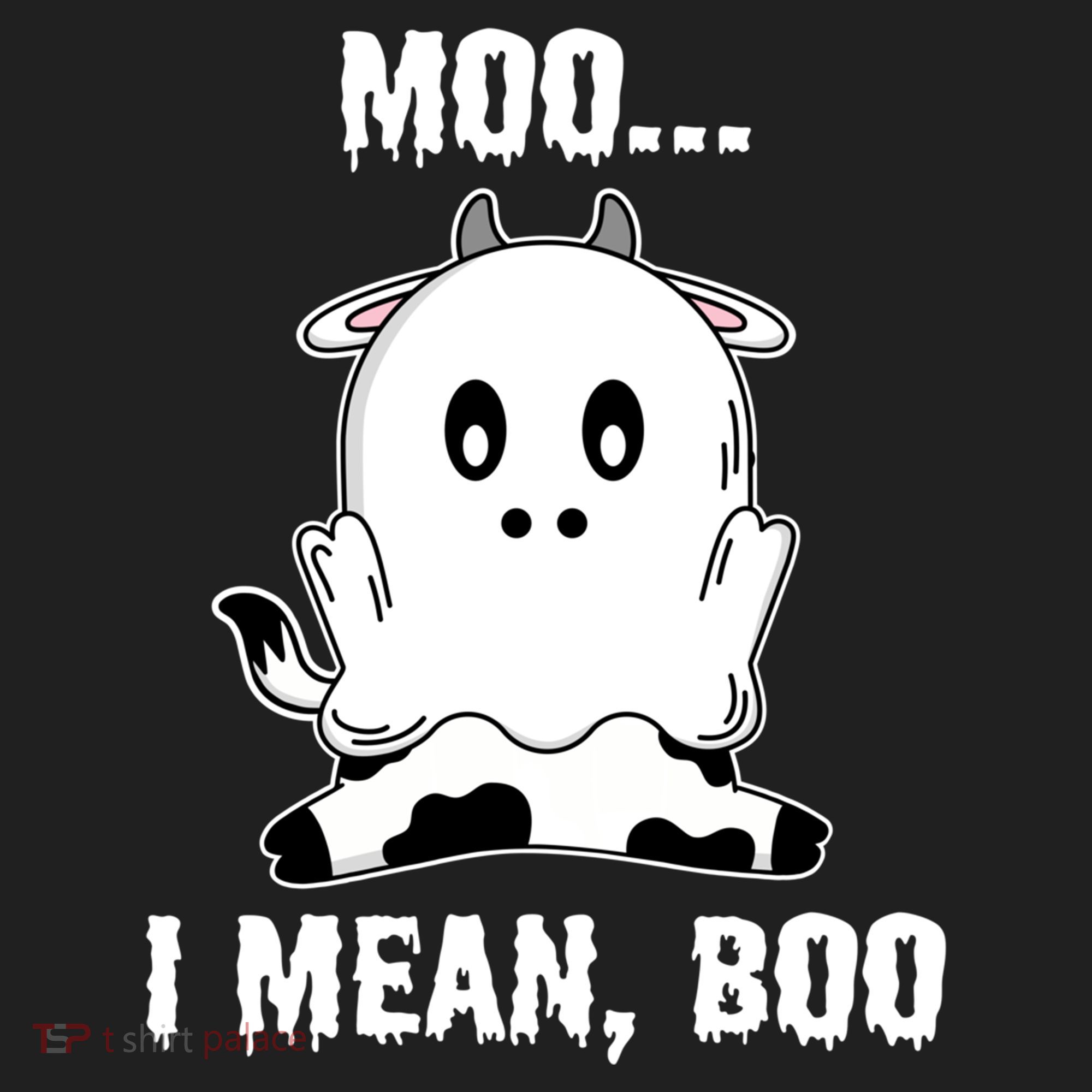 Moo I Mean Boo Funny Ghost Cow Print Halloween Gift Beanie