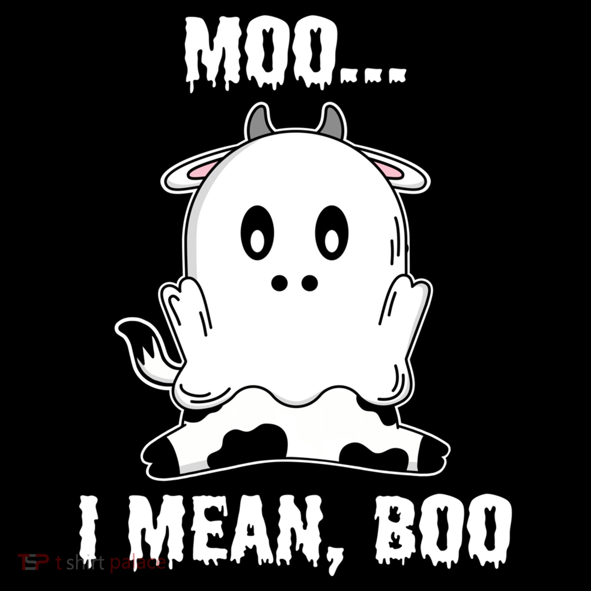 Moo I Mean Boo Funny Ghost Cow Print Halloween Gift Women's Hoodie