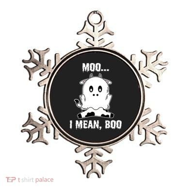 Moo I Mean Boo Funny Ghost Cow Print Halloween Gift Ornament