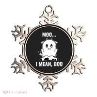 Moo I Mean Boo Funny Ghost Cow Print Halloween Gift Ornament thumb 0