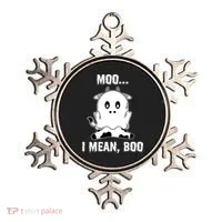 Moo I Mean Boo Funny Ghost Cow Print Halloween Gift Ornament thumb 0