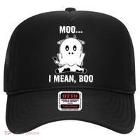 Moo I Mean Boo Funny Ghost Cow Print Halloween Gift Hat thumb 0