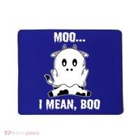 Moo I Mean Boo Funny Ghost Cow Print Halloween Gift Mousepad thumb 0