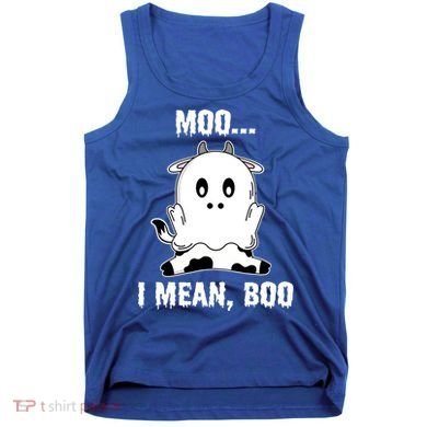 Moo I Mean Boo Funny Ghost Cow Print Halloween Gift Tank Top