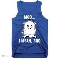 Moo I Mean Boo Funny Ghost Cow Print Halloween Gift Tank Top thumb 0