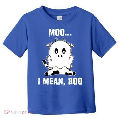 Moo I Mean Boo Funny Ghost Cow Print Halloween Gift Toddler T-Shirt
