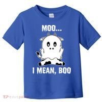 Moo I Mean Boo Funny Ghost Cow Print Halloween Gift Toddler T-Shirt thumb 0
