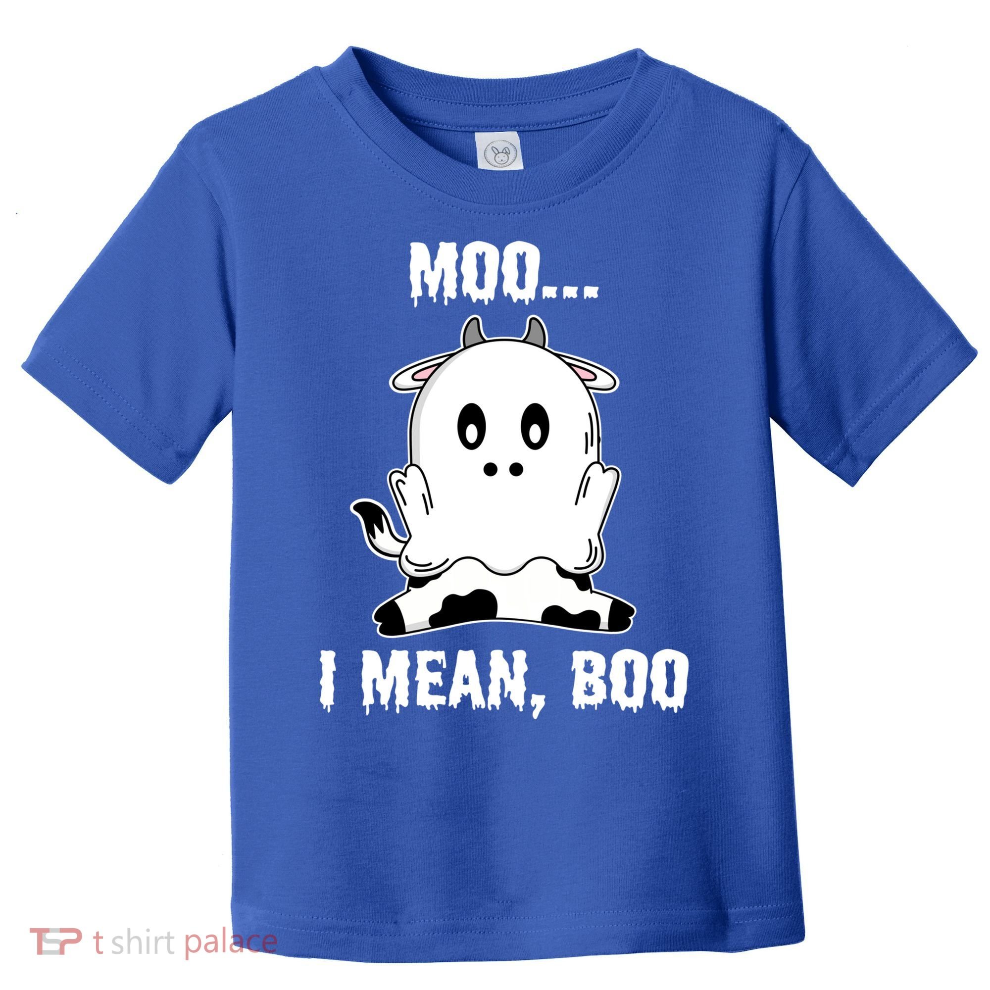 Moo I Mean Boo Funny Ghost Cow Print Halloween Gift Toddler T-Shirt