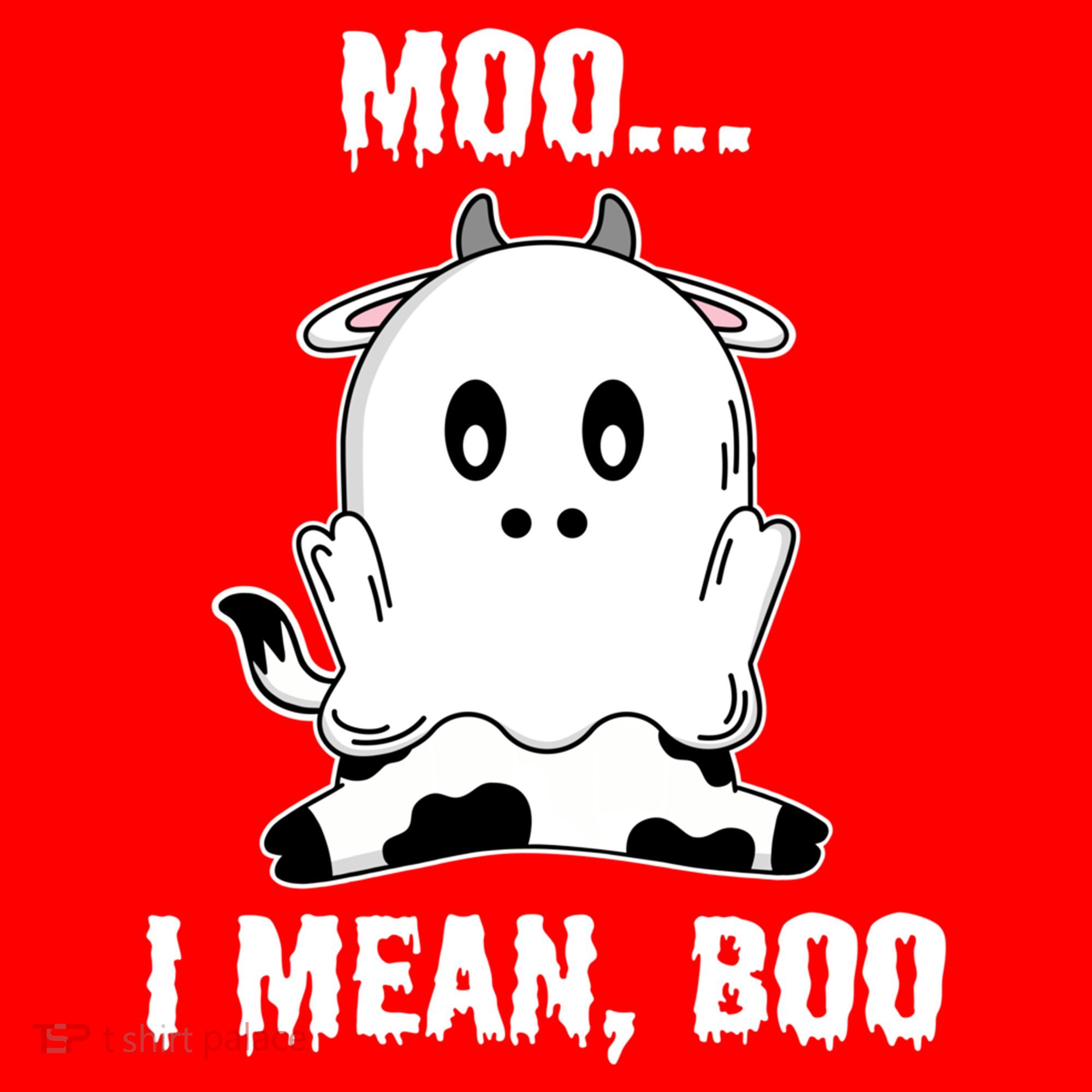 Moo I Mean Boo Funny Ghost Cow Print Halloween Gift Santa Hat