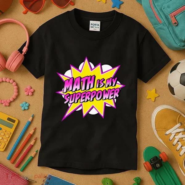 Math Is My Superpower Superhero Comic Algebra Lover Kids T-Shirt