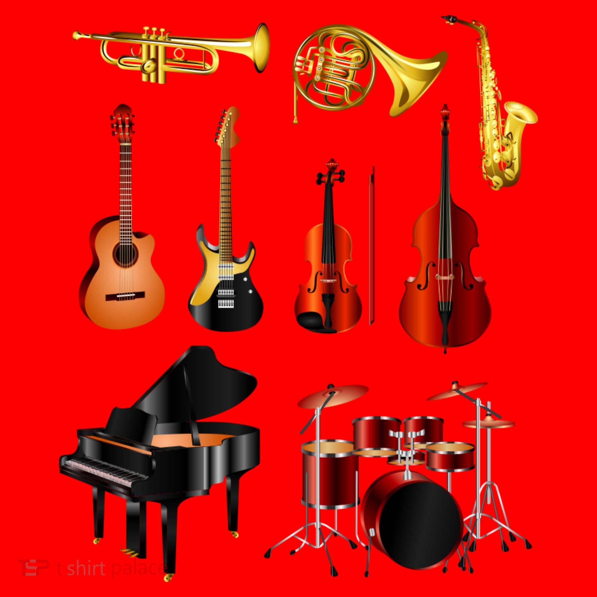 Musical Instruments Santa Hat