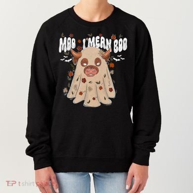 Moo I Mean Boo Funny Halloween Pig Ghost Women's Sweatshirt