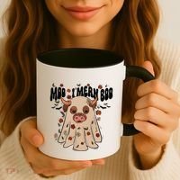 Moo I Mean Boo Funny Halloween Pig Ghost Coffee Mug thumb 3