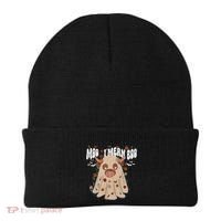 Moo I Mean Boo Funny Halloween Pig Ghost Beanie thumb 0