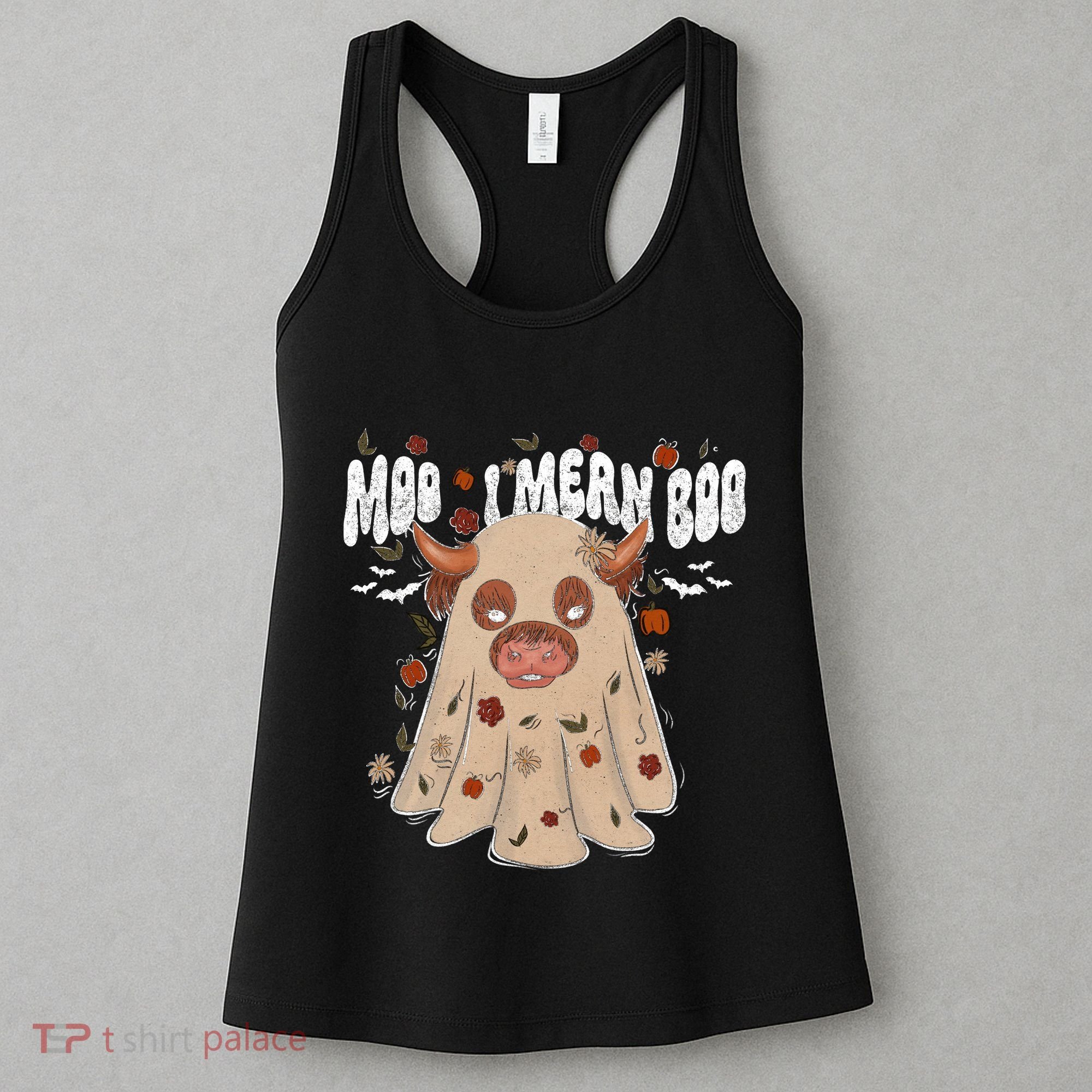 Moo I Mean Boo Funny Halloween Pig Ghost Women's Tank Top