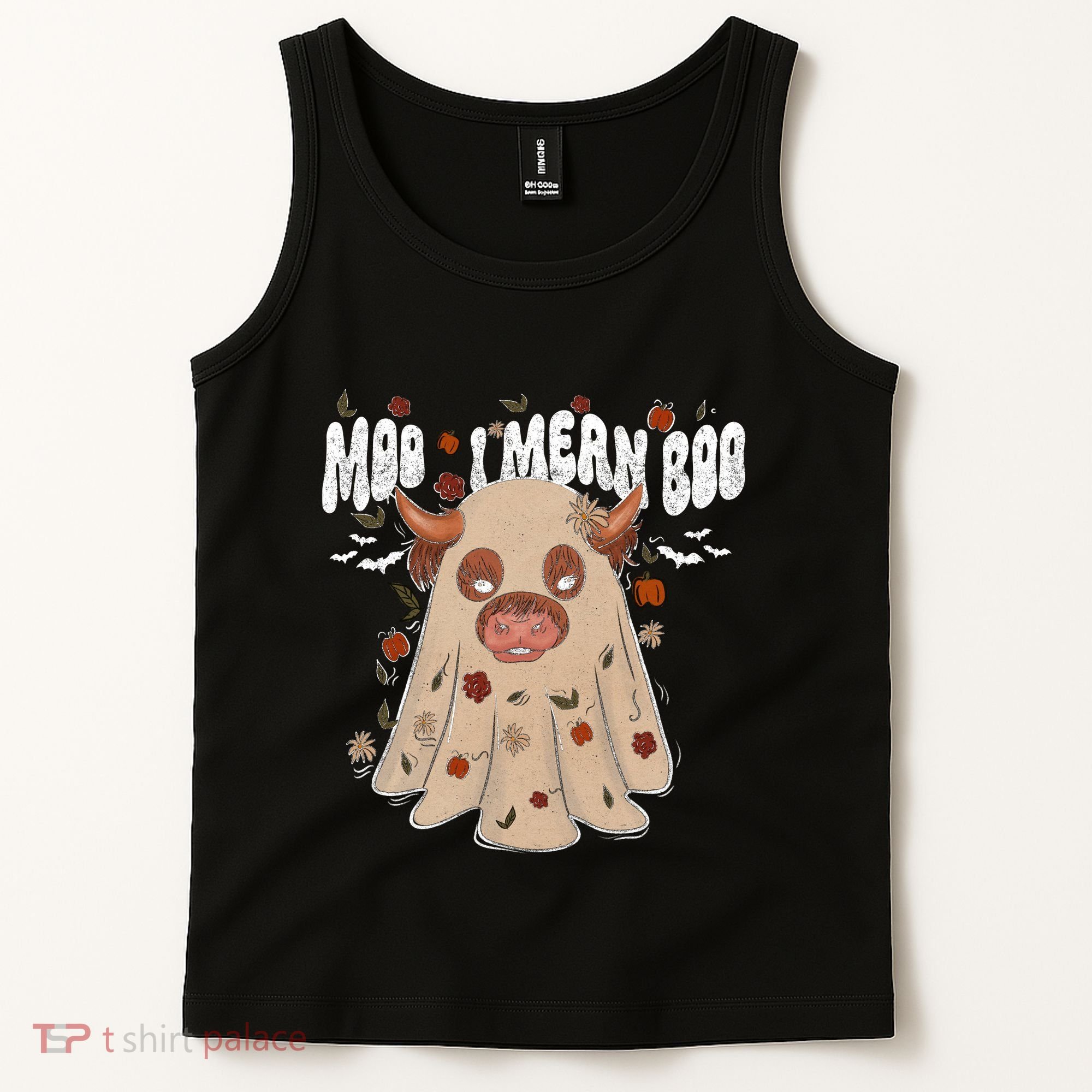 Moo I Mean Boo Funny Halloween Pig Ghost Tank Top