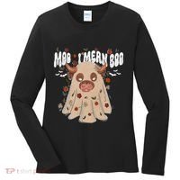 Moo I Mean Boo Funny Halloween Pig Ghost Women's Long Sleeve Shirt thumb 0