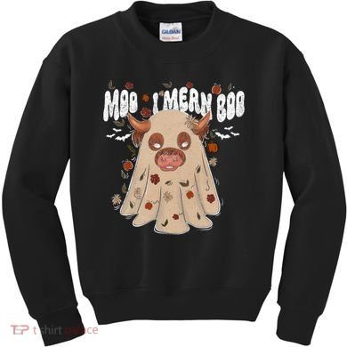 Moo I Mean Boo Funny Halloween Pig Ghost Kids Sweatshirt